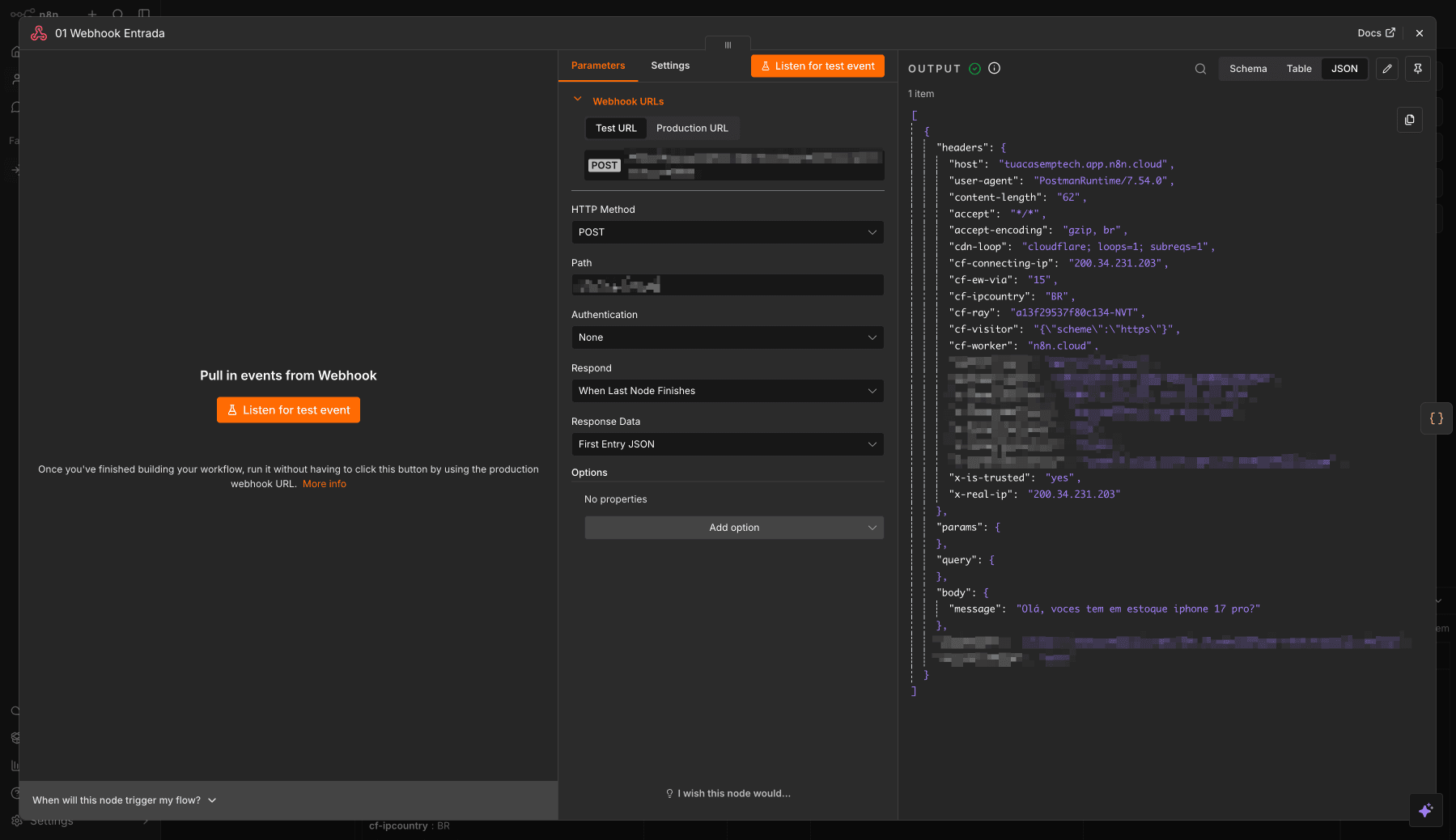 Fluxo de automação com n8n conectando chatbot e captação de leads