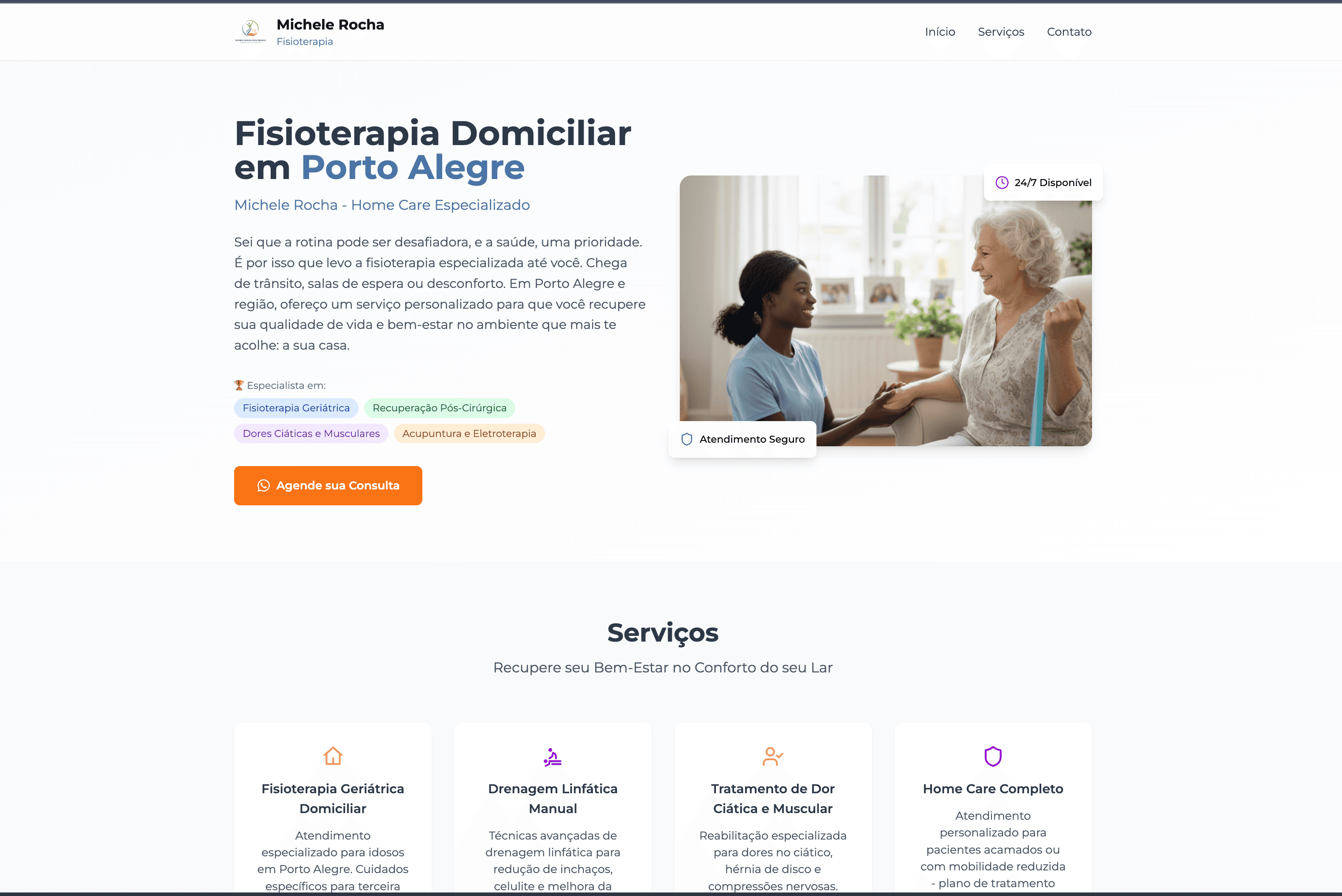 Landing page para segmento de saúde com layout limpo e CTA destacado