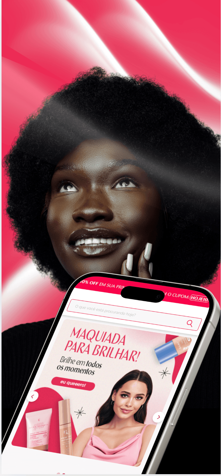 Tela do aplicativo mobile Hoje Cosmetics